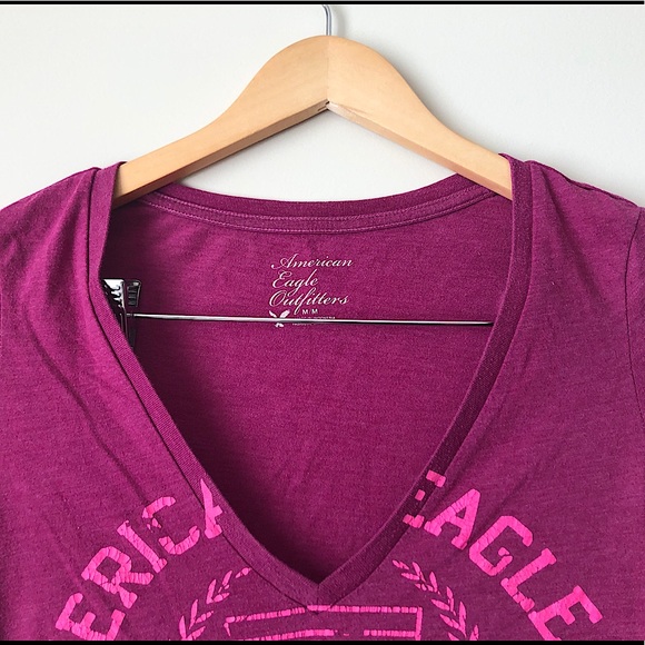 SALE🌟5/$25 | AMERICAN EAGLE | Dark Fuchsia Tee Shirt | - Picture 3 of 4